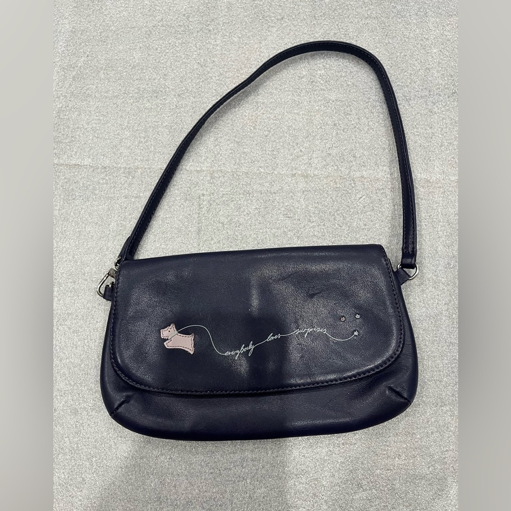 Radley Mini Navy Blue Shoulder handbag -“ Everybody loves surprises‘ Leather Bag